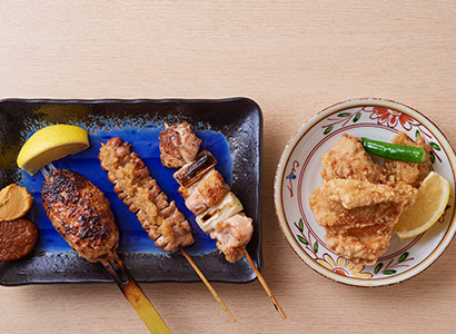 焼き鳥3本とからあげ